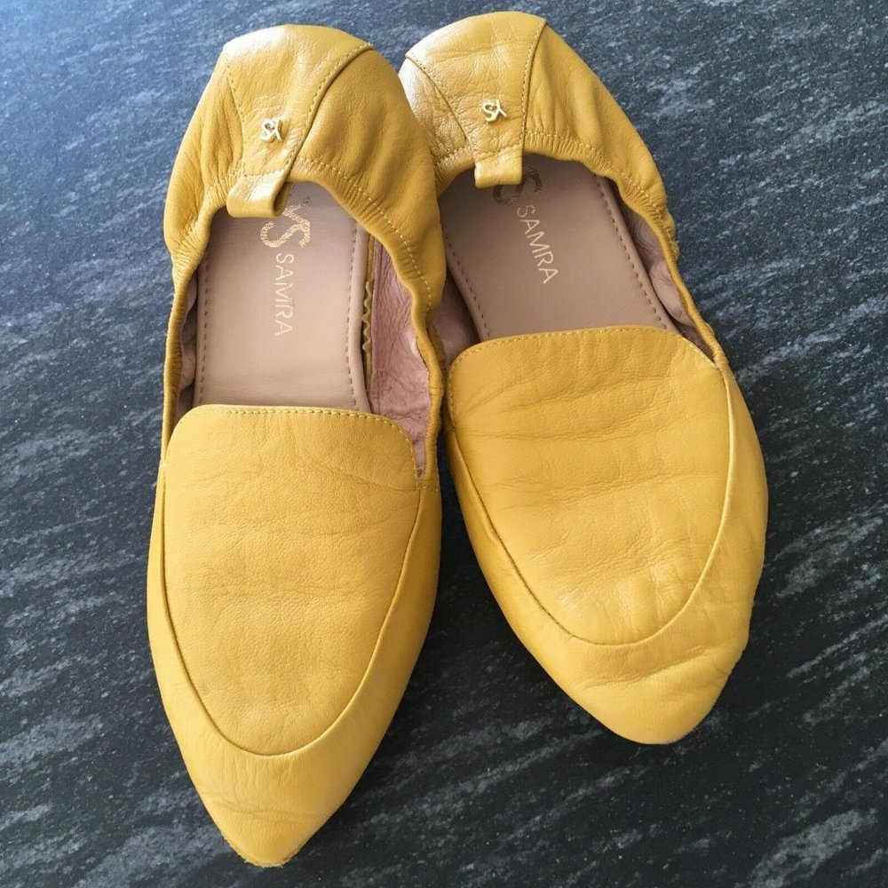 Yosi Samra YS Skyler Ballet Flats Leather Mustard Yellow Womens Size 9
